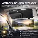 Anti-Glare Sun Visor for Cars, Suitable for Daytime and Nighttime Driving, Blocks UV Rays and Sunlight, Sun Visor Extender with Transparent Anti-Glare Panel and Storage Function