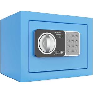 PATRON small safe box with keymini safe for moneysmall coin safes for home with codelittle jewelry lock box for kidsWall or Cabinet Safe for personal items, 0.236 Cubic Feet Blue