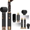 5 in 1 Hot Air Styler Brush, 1000W Hair Dryer with LCD Display, Auto Rotating Curler for Volumizing Fast Drying, Curling & Straightening Multi Styling Tools for All Hair with 3 Levels (Black)