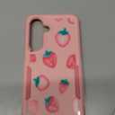 for Samsung Galaxy S25 FE 5G Case with Screen Protector + Camera Lens Protector: Cute Flower Floral Fruit Design for Girls Women Slim TPU Bumper Silicone Cell Phone Cover (Strawberry)