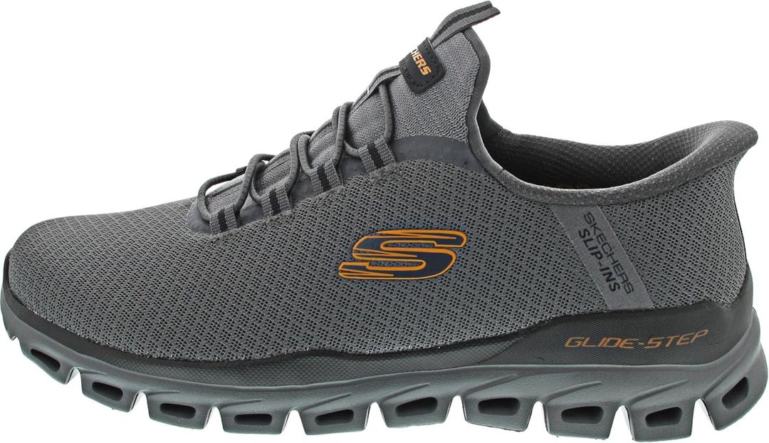 Skechers Men's Glide-Step Noxus Hands Free Slip-in Shoes (9, Charcoal/Orange)