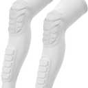 PATIKIL Knee Calf Pads Knee Braces Pad Compression Leg Sleeve Protective Calf Shin Guard for Youth Adults Football Basketball Baseball (Medium, White)