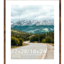 QOTIB Wood 22x28 Picture Frame with 18x24 Mat, Display 18x24 with Mat or 22x28 Without Mat, Wood 22 by 28 Photo Frame, 22 x 28 Frame for Wall Hanging Display, Deep Brown