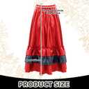 Dance Skirt for Women, Flamenco & Belly Dance Skirt, Long Satin Spanish Folk Costume, Halloween Costume, Red with Black