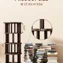 Saifu 4 Tier Wood Rotating Bookshelf on Wheels,Round Revolving Bookcase,360 Spinning Book Shelf Tower,Rolling Bookshelves for Small Space, Corner, Bedroom, Kids Room,Office, Walnut