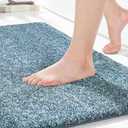 Yimobra Bathroom Rugs Non Slip Washable Ultra Soft Absorbent Microfiber Bath Mat, Dual-Tone Decor Rug with Rubber Backing for Bathroom Floor, Tub and Shower,24x17,Home Essentials,Denim Blue