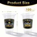 2 x HongyiTime 100 Pack 16 oz Graduation Cups, Class of 2026 Graduates Disposable Tableware Set- Graduation Party Supplies & Favors