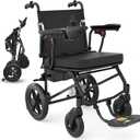 Lightweight Foldable Electric Wheelchair, Motorized Wheelchair for Adults, 500W Motor, Airplane Approved, Black
