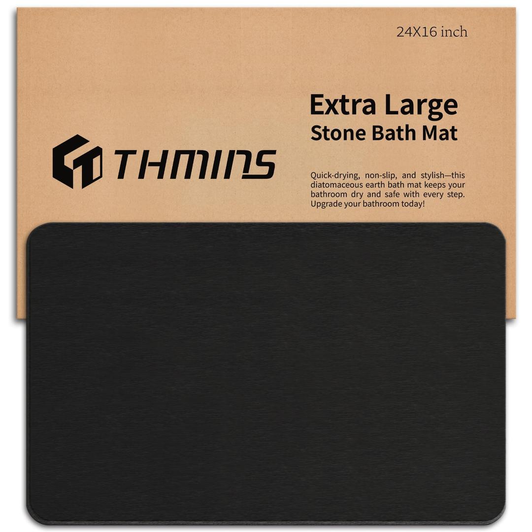 THMINS 2 Pack Stone Bath Mat, 24''x16'' Stone Shower Mat