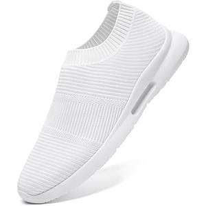 Mens Running Shoes Women Slip On Tennis Walking Sneakers Athletic Breathable Non Slip Gym Casual Lightweight Workout Sport Unisex Shoe White