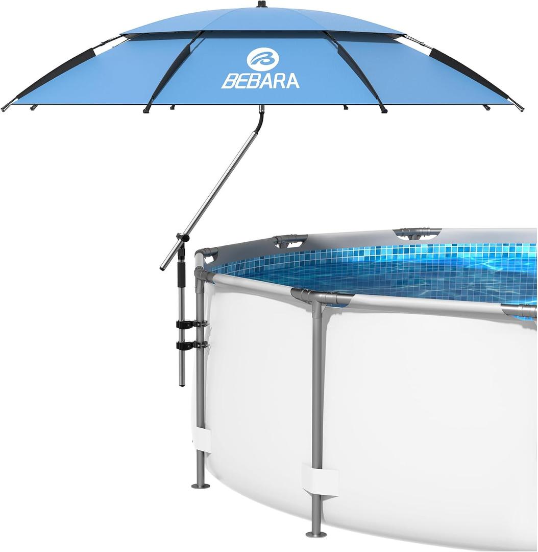 7 FT Above Ground Pool Umbrella with Sand Anchor, Height Adjustable - Blue