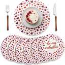 Qinyoung Valentines Woven Placemats Set of 6 15 Inch Red Pink Heart Round Placemats Braided Place Mats Decorative Dinner Table Mats for Valentines Wedding Anniversary Party Kitchen Home Decoration