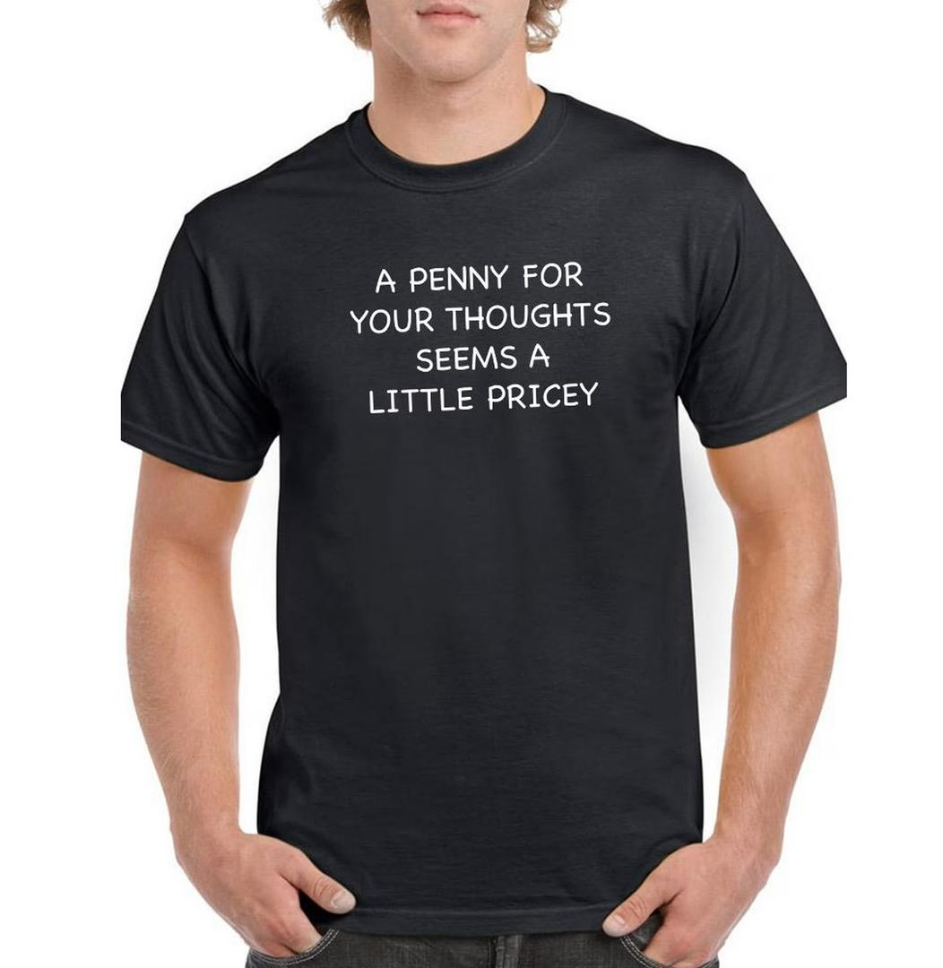 Smartprints Mens Graphic Tee Black - Penny For Your Thoughts 100% Cotton Classic Fit size: S Smartprints Mens Graphic Tee Black - Penny For Your Thoughts 100% Cotton Classic Fit size: S