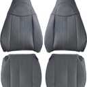 Priprilod Gray Leather Driver and Passenger Bottom & Top Lean Back Replacement Seat Cover Fit for Chevy Express GMC Savana 1500 2500 3500 2003 2004 2005 2006 2007 2008 2009 2010 2011 2012 2013 2014