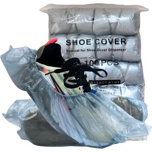 100pcs (50 Pairs) Disposable Shoe Covers, Waterproof Shoe Boot Indoors, Non-slip CPE Shoe Cover, Fit Size up to 11 US Men and up, for Home, Office, Supermarket, Laboratory (Silver, CPE)