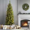National Tree Company 6.5ft Pre-Lit Carolina Pine Slim Christmas Tree | 350 Clear Lights, 516 Tips, Includes Stand, Artificial, Green