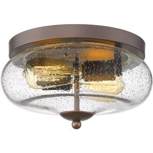 Darkaway Oil-Rubbed Bronze Ceiling Light Fixtures, Indoor Outdoor Flush Mount Ceiling Light with Seeded Glass Shade for Farmhouse Hallway Kitchen Bedroom Porch Living Dining Room (11inch)