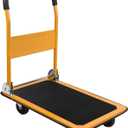 LEADALLWAY Foldable Push Cart Platform Cart 330lbs Capacity 4 Wheels 28.7x18.5x32.3inches Yellow Small Flatbed Cart