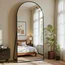 Full Length Mirror, 69"x28" Arched Full Body Mirror, Floor Mirrors with Stand, Body Mirrors Standing Hanging Leaning Against Wall,Aluminum Frame Mirrors for Bedroom Cloakroom,Living Room,Black
