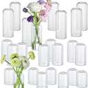 24Pcs Glass Cylinder Vases, Clear Ribbed Bud Vases for Centerpieces Weeding Decoration, Tall Clear Flower Vases in Bulk for Table Shelf, Party(Ribbed)