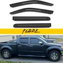 4pcs Compatible with Sun/Rain Guard 2005-2018 Frontier Crew Cab with 4 Full Size Doors Front+Rear Smoke Outside Mount Tape-On Window Visors