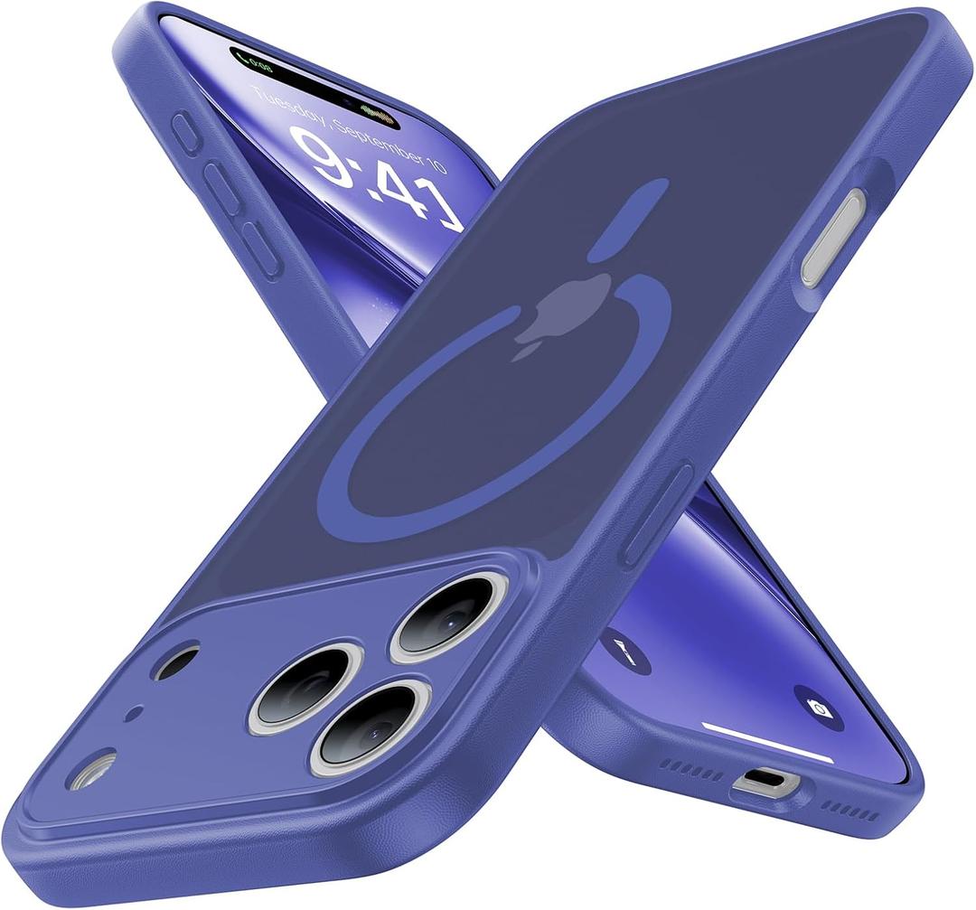Magnetic Shockproof for iPhone 17 Pro Max Case,[Camera Protection][Compatible with Magsafe][Non-Slip][Mil-Grade Protection] Slim Translucent Matte Phone Case for iPhone 17 Pro Max,Cobalt Blue