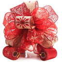 CT CRAFT LLC Red Snowflake Christmas Tree Topper Bow 11" with 4 Ribbon Streamers x 3 Yards Long Each for Holidy Elegant Fancy Home Décor Indoor