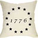 Softxpp America 1776 Home Spring Summer Decorative Throw Pillow Cover, July 4th USA Star Patriotic Sign Cushion Case Decor, Farmhouse Holiday Decoration Seasonal Pillowcase for Sofa Couch 16 x 16 Inch