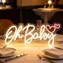 Oh Baby LED Neon Sign with Heart, USB Powered Dimmable Decorative Neon Light for Home Bedroom Living Room Baby Shower Party Gift Wall Table Decor 16.9 x 8.3 In, 5 inches x 10 inches