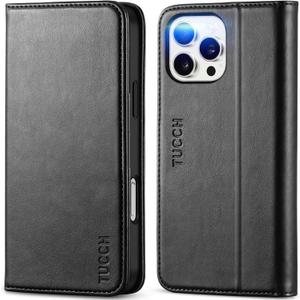 TUCCH Case Wallet for iPhone 16 Pro Max, 3 Card Slots PU Leather Phone Cover, RFID Blocking Kickstand Folio with Shockproof TPU Inner Shell Compatible with iPhone 16 Pro Max 5G 2024,Classic Black