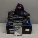 2PM SPORTS Vinal Girls Adjustable Flashing Inline Skates, All Wheels Light Up, Fun Illuminating Skates for Kids Men Adult Women and Boys (X-Large - Adult (9.5W-12W/8.5M-10.5M), Violet & Magenta)