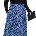 Womens Plus Size Maxi Dress Casual Long Sleeve Long Dresses with Pockets (Black, XL)