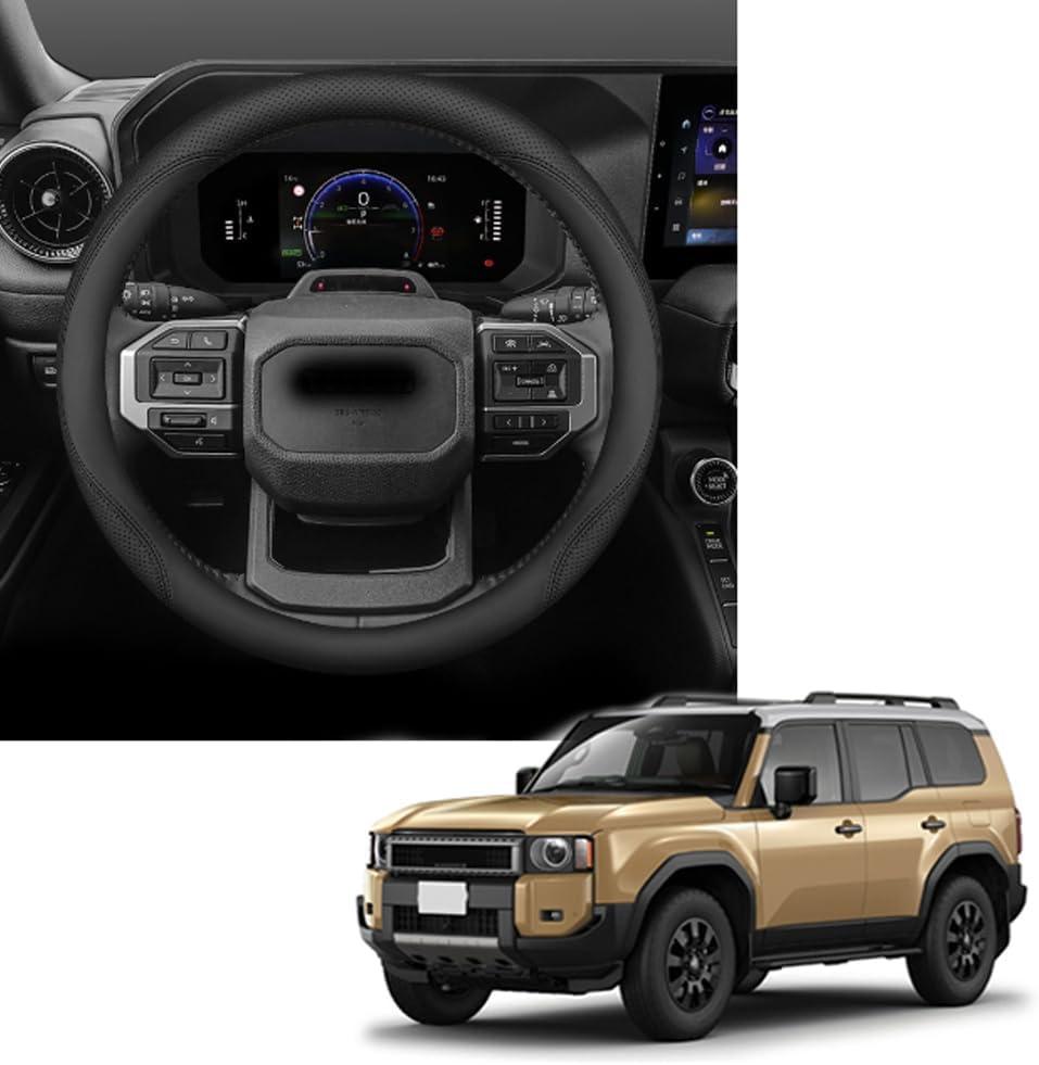for Land Cruiser 250 Prado J250 LC250 Land Cruiser 250 2024 2025 Car Steering Wheel Cover Anti-Slip All Season Leather (Black)