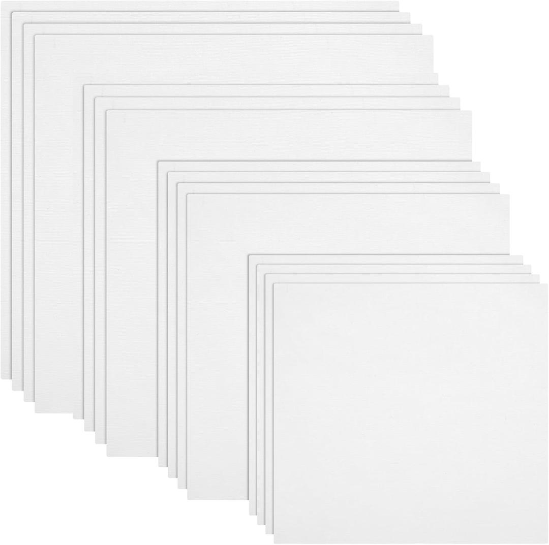 16 Pcs Embroidery Fabric Cloth,4 Sizes 5.9 to 11.8inch Embroidery Cloth Fabric Squares,Pre-Cut White Cotton Embroiderys Cloths for Embroiderys Garment Craft