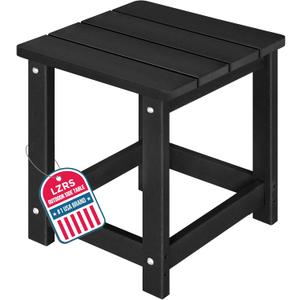 LZRS Square Patio Side Table, Heavy Duty HDPE Outdoor End Table with Wood Texture, Weatherproof Composite Table for Adirondack Chairs, Deck, Pool, Indoor/Outdoor, No Peeling or Cracking(Black)