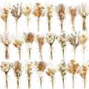 12/24 Pack Dried Flowers for Vase Various Mini Bouquet Dried Small Wildflowers Natural Real Flowers Bulk for Crafts DIY Wedding Decor (24, Plain Colour)