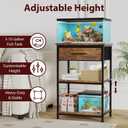 20-29-37
 Gallon Fish Tank Stand, Height Adjustable Metal Aquarium Stand with Storage Drawers for Fish Tank Accessories Storage, Perfect for Turtle Tank, Reptile Terrarium, Brown