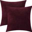 Jeneoo Burgundy Red Decorative Throw Pillow Covers Soft Chenille Comfy Square Couch Cushion Cases for Living Room Sofa Decor (Set of 2, 16 x 16 Inches)