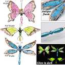 Juegoal 34 Inch Butterfly Garden Stakes Decor, Dragonfly Hummingbird Stakes, Glow in Dark Metal Yard Art for Mom, Mothers Day Ideal Gifts, Indoor Outdoor Lawn Pathway Patio Ornaments, Set of 3