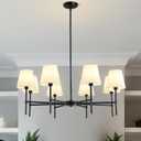 RUIYEY Dining Room Chandeliers Light - 35.8" Modern Black Chandelier, 8-Light Metal Farmhouse Dining Room Light Fixture, E26 Hanging Pendent Lighting for Kitchen, Living Room, Foyer, Entrance