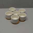 Succulent Pots Indoor: (3.12 Inch) White Ceramic Planter Set for Indoor Plants - Small Pots Includes 6 Bamboo Trays, Ideal for Home, Office Desk, Tabletop Decor