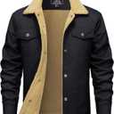 MAGCOMSEN Winter Jackets for Men Thick Thermal Fleece Lined Coats Warm Cotton Sherpa Jacket Work Cargo Multi Pockets (Large, Black)