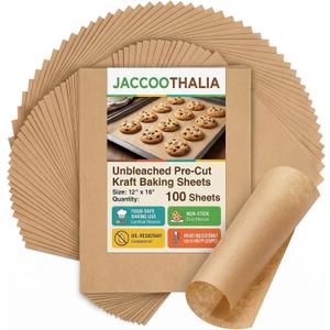 Pre Cut Parchment Paper Sheets for Baking, 100 Pcs 12"x 16" Parchment Paper Sheets, No-Stick & No-Leak Unbleached Baking Paper, Butcher Paper Sheets for Oven, Air Fryer, Cookies, Bread