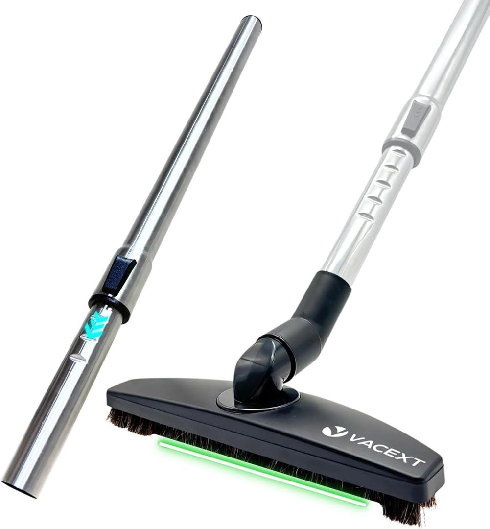 Vacuum Floor Brush & Extension Wand for Vacuum Cleaners with 1  inch (1.25'') (32mm) Inner Diameter with Horse Hair Soft Bristles - Hardwood Floor Attachment & Vacuum Extension Tube