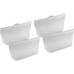 Home Logic Reusable Quart Bags - Set of 4 Clear Silicone Freezer Bags, Airtight Leak Resistant Reusable Zip Bags for Kitchen Home Food Prep, Microwave & Sous Vide Safe