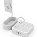 TESSAN Surge Protector Power Strip, 20 Ft Flat Plug Extension Cord with 3 USB (1 USB C) 8 Outlets, 1250W, 900J Protection, 3 Sided Outlet Extender with Power Switch for Office, Dorm Room, Grey
