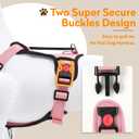 No Pull Dog Harness with 2 Leash Clips, Reflective Adjustable Soft Padded Vest with Handle, Breathable Oxford No Choke Pet Vest for Large Dogs, Pink,XL