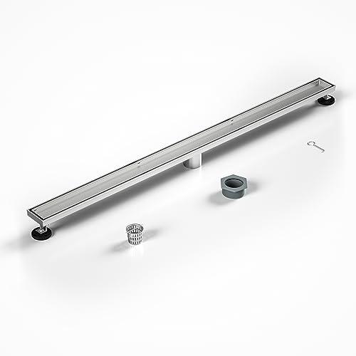 Bochni Linear Shower Drain 48" Brushed 304 Stainless Steel | Fast Drainage | Tile Inserted | Stainless Floor Drain Grate | Hair Strainer | Drain Key | The Upgrade for Your Bathroom