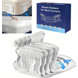 4Pcs Bed Sheet Holders for - Foldable, No-Slip Sheet Locks to Keep Sheets Firmly in Place - No More Loose Sheets Universal Fit, Easy to Install (White)