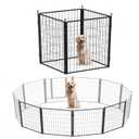 PETREEK Dog Playpen Add-on 42 inch 4 Panels for Indoor & Outdoor Use Heavy-Duty Metal Pet Fence with Ground Stakes, Rounded Ball Tops for Safety, Stable & Foldable Design, Easy to Assemble